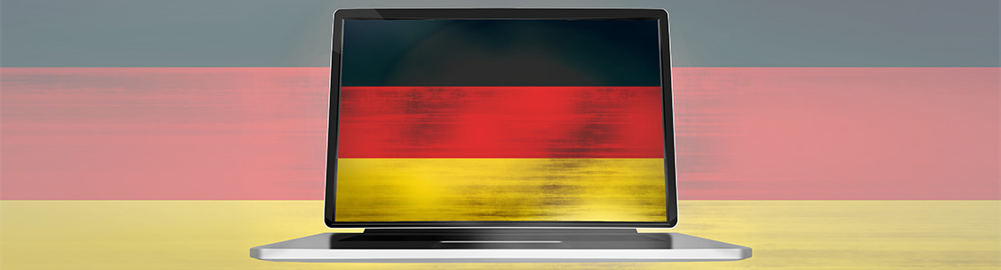 german flag at a computer