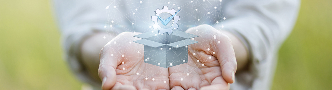 hands holding floating box indicating best business model needs