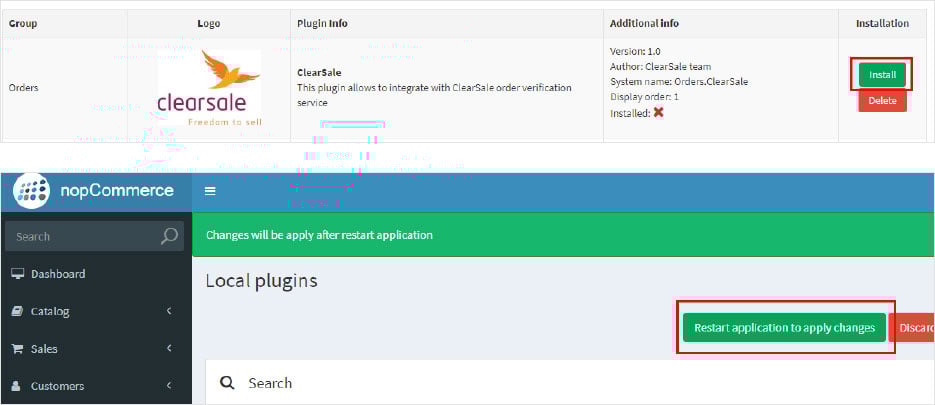 Click in the button “Restart application to apply changes