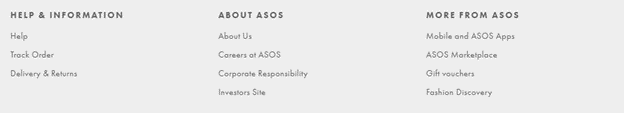 assos website footer