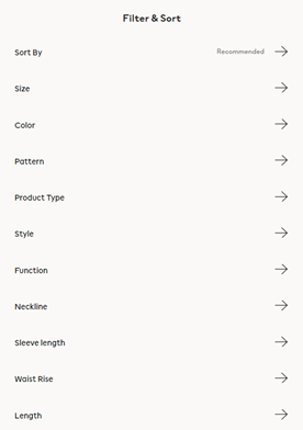 online store filters