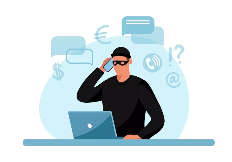 sacammer at computer commiting gift fraud scam