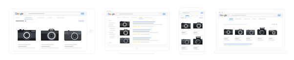 product shopping ads on various screens