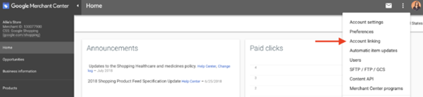 Google Merchant Center account