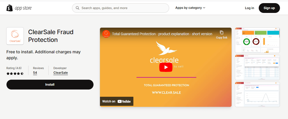 shopify app store install page
