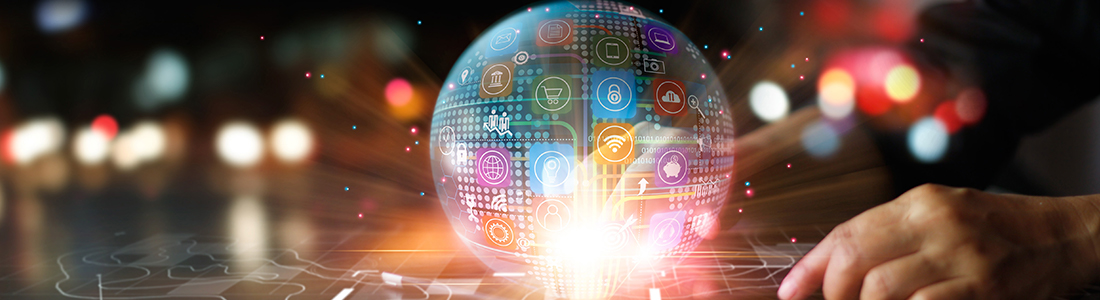 a globe full of app icons