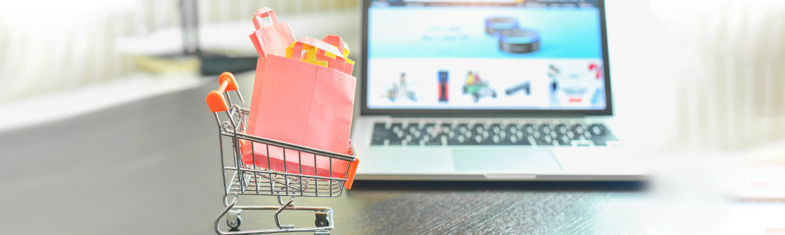 computer and shopping cart