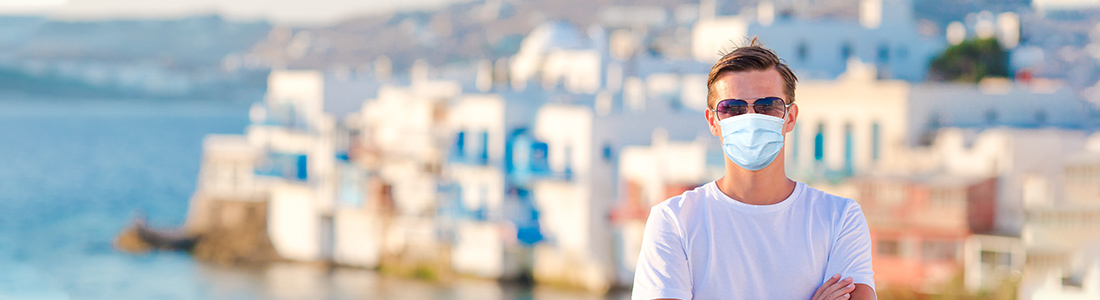 man wearing mask at Greece