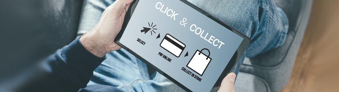 "click and collect" screen on a tablet