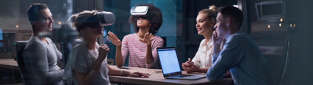 a group of people experiencing virtual reality