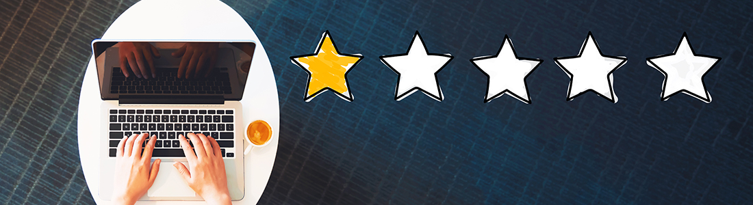 Negative social media review with 1 star